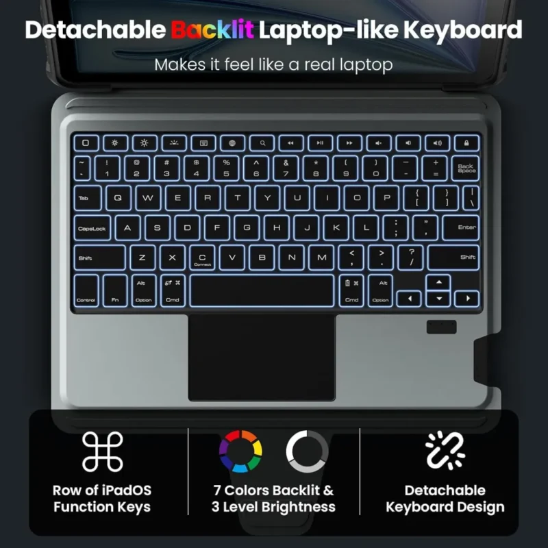 Nillkin Bumper Combo Backlit Keyboard Case for iPad A16 (10th & 11th Gen) - Magnetic Detachable Case with Multi-Touch Trackpad, Wireless Pencil Holder, and Protective Cover
