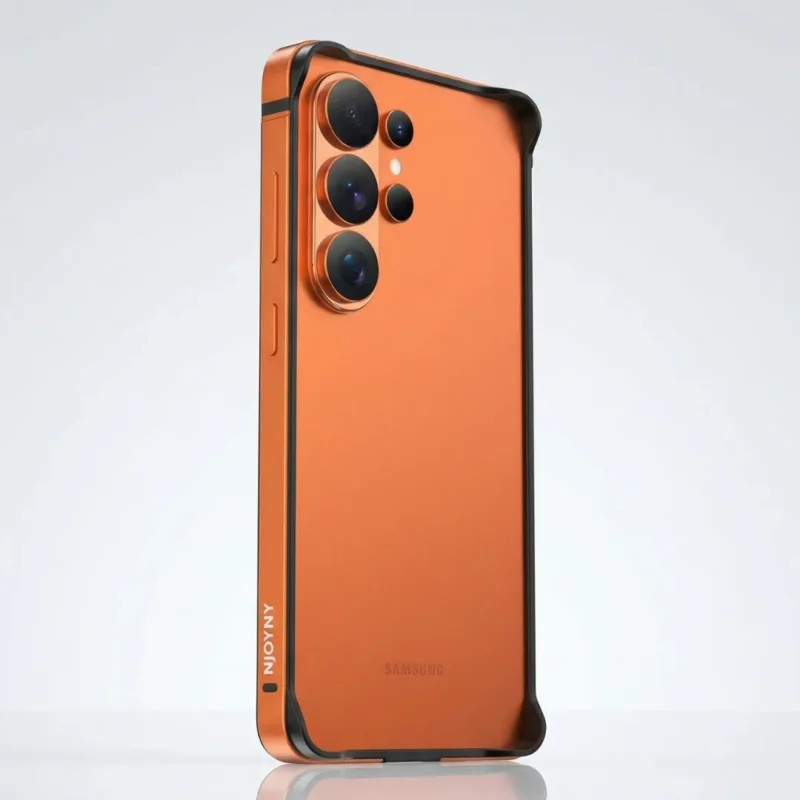 NJOYNY Border Series Frameless Metal Bumper Case for Samsung Galaxy S26 Ultra - Slim Shockproof Aluminum Frame