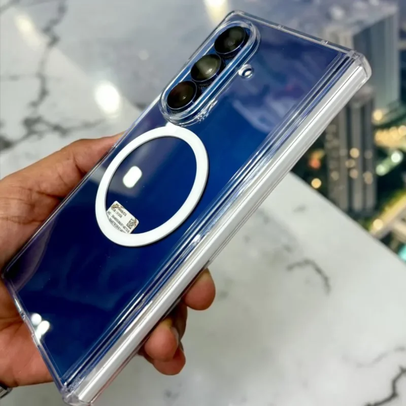 Samsung Galaxy Z Fold 7 Transparent MagSafe Case with Hinge Protection - Slim Shockproof Clear Cover