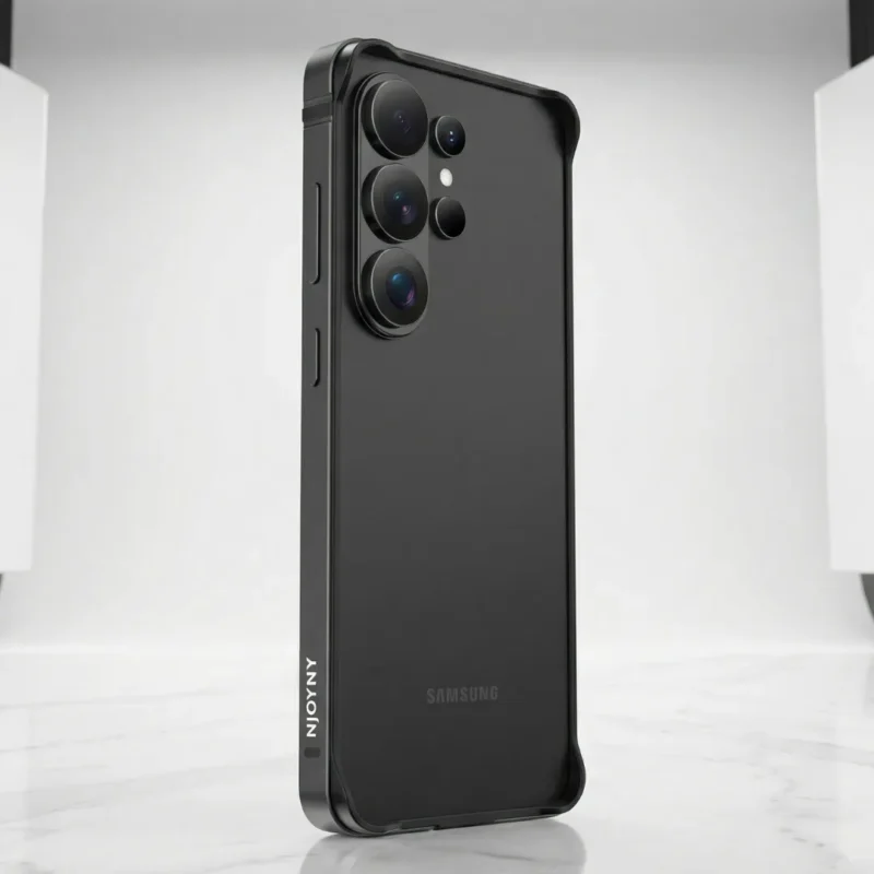 NJOYNY Border Series Frameless Metal Bumper Case for Samsung Galaxy S26 Ultra - Slim Shockproof Aluminum Frame