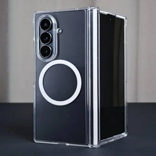 Samsung Galaxy Z Fold 7 Transparent MagSafe Case with Hinge Protection - Slim Shockproof Clear Cover