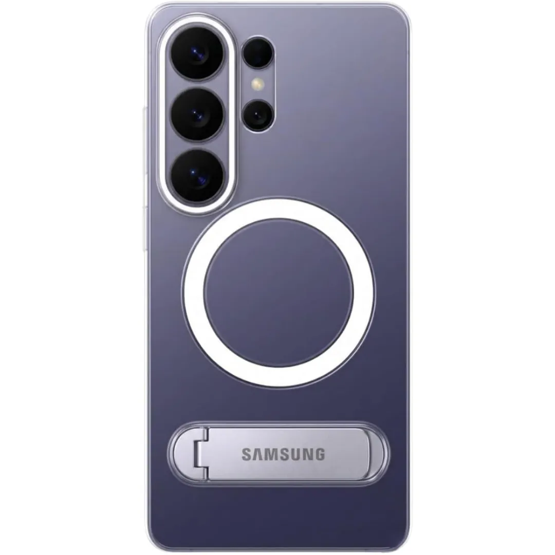 Galaxy S26 Ultra Case Clear Magnetic Case with Kick-Stand Compatible with Magnetic Charging Transparent PC + TPU