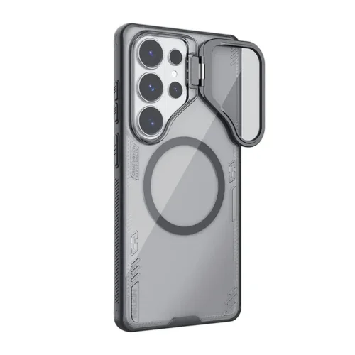 Samsung Galaxy S26 Ultra Case Nillkin Iceblade CamProp, Transparent Camera Cover Kickstand, PC & TPU, Black