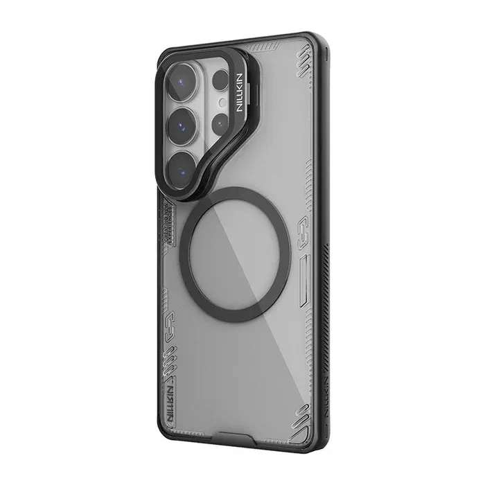 Samsung Galaxy S26 Ultra Case Nillkin Iceblade CamProp, Transparent Camera Cover Kickstand, PC & TPU, Black