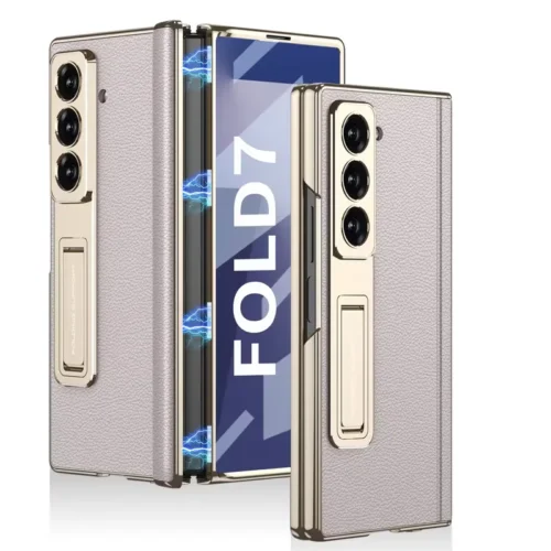 Feature,Product Specification & Benefit Product Title,Samsung Galaxy Z Fold 7 GKK Magnetic Leather Case with Hinge Protection Brand,GKK Compatible Model(s),Samsung Galaxy Z Fold 7 Available Colors,"Navy Blue, Forest Green, Classic Black, Coffee Brown" Material,High-grade plain leather combined with rigid polycarbonate Protection Type,Full-body impact resistance with 360-degree hinge coverage Special Features,Magnetic hinge closure and integrated folding kickstand Design & Build Quality,Precision-engineered luxury folding design with metallic accents Grip & Texture,Soft-touch plain leather finish provides anti-slip handling Camera / Screen Protection,Raised lens frames and built-in front tempered glass shield Wireless Charging,Ultra-slim back panel supports Qi wireless charging standard Weight / Thickness,Lightweight profile designed to minimize bulk while folded Package Contents,One GKK leather folding case with integrated screen protector Feature,Product Specification & Benefit Product Title,Samsung Galaxy Z Fold 7 GKK Magnetic Leather Case with Hinge Protection Brand,GKK Compatible Model(s),Samsung Galaxy Z Fold 7 Available Colors,"Navy Blue, Forest Green, Classic Black, Coffee Brown" Material,High-grade plain leather combined with rigid polycarbonate Protection Type,Full-body impact resistance with 360-degree hinge coverage Special Features,Magnetic hinge closure and integrated folding kickstand Design & Build Quality,Precision-engineered luxury folding design with metallic accents Grip & Texture,Soft-touch plain leather finish provides anti-slip handling Camera / Screen Protection,Raised lens frames and built-in front tempered glass shield Wireless Charging,Ultra-slim back panel supports Qi wireless charging standard Weight / Thickness,Lightweight profile designed to minimize bulk while folded Package Contents,One GKK leather folding case with integrated screen protector