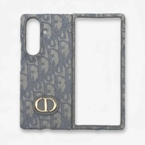 Samsung Galaxy Z Fold 7 Case Luxury Designer Brand Embroidery CD Pattern Leather Cover