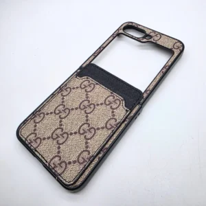 Samsung Galaxy Z Flip 6 Designer Brand GG Pattern Leather Case with Wallet Card Holder