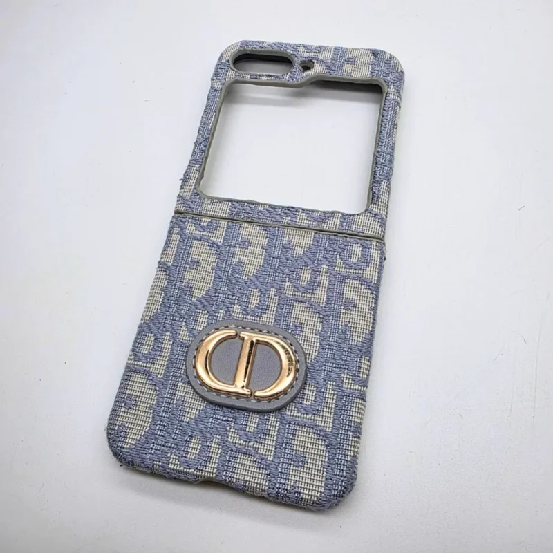 Samsung Galaxy Z Flip 6 CD Pattern Leather Case | Luxury Designer Brand Embroidery Cover