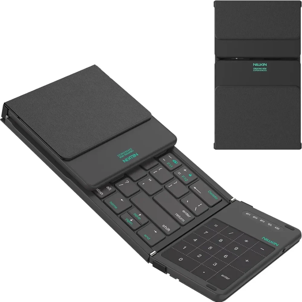Nillkin Foldable Bluetooth Keyboard with Touchpad – Wireless Portable Travel Keyboard for iPad, Tablet, Laptop & Mobile, Rechargeable Compact Office Keyboard