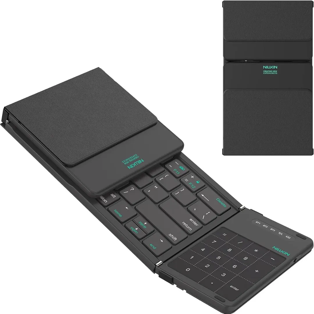 Nillkin Foldable Bluetooth Keyboard with Touchpad – Wireless Portable Travel Keyboard for iPad, Tablet, Laptop & Mobile, Rechargeable Compact Office Keyboard
