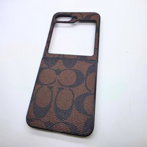 Samsung Galaxy Z Flip 6 CC Pattern PU Leather Case | Luxury Designer Brand Premium Back Cover
