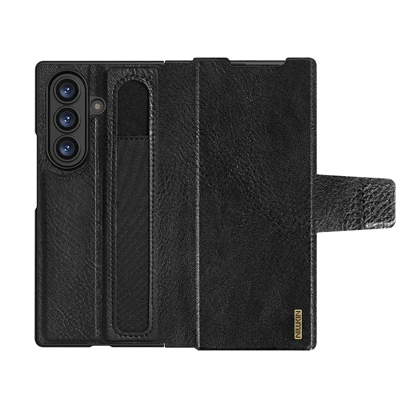 Nillkin Aoge Leather Flip Case for Samsung Galaxy Z Fold 7 – Slim Protective Cover with Built-in Kickstand & Full Protection