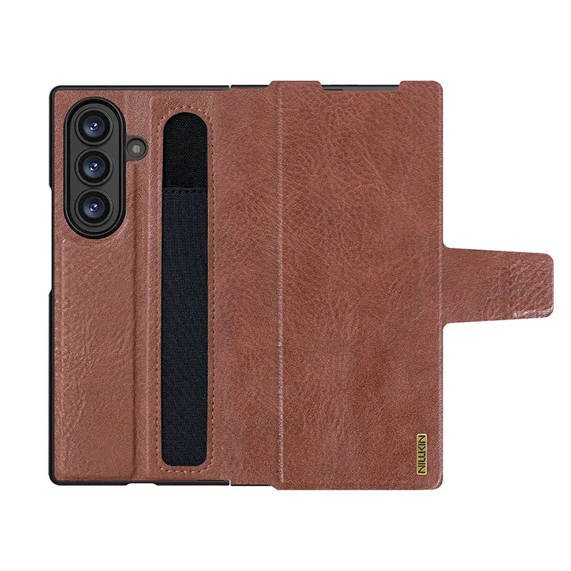 Nillkin Aoge Leather Flip Case for Samsung Galaxy Z Fold 7 – Slim Protective Cover with Built-in Kickstand & Full Protection