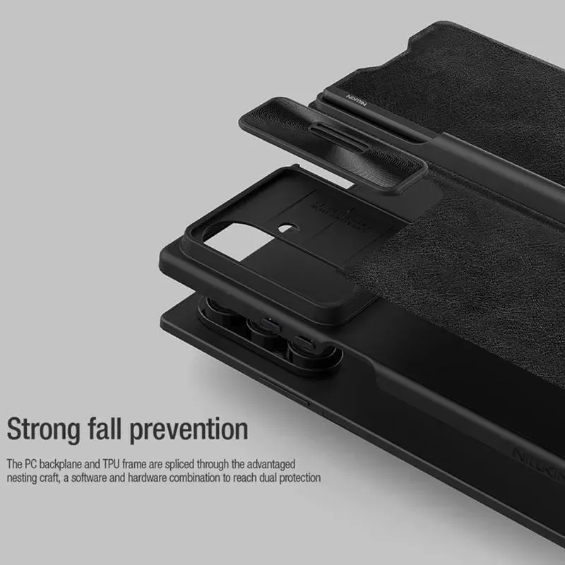Samsung Galaxy Z Fold 7 Nillkin Qin Pro Leather Flip Case with S Pen Holder & Card Slot – Premium Protective Cover