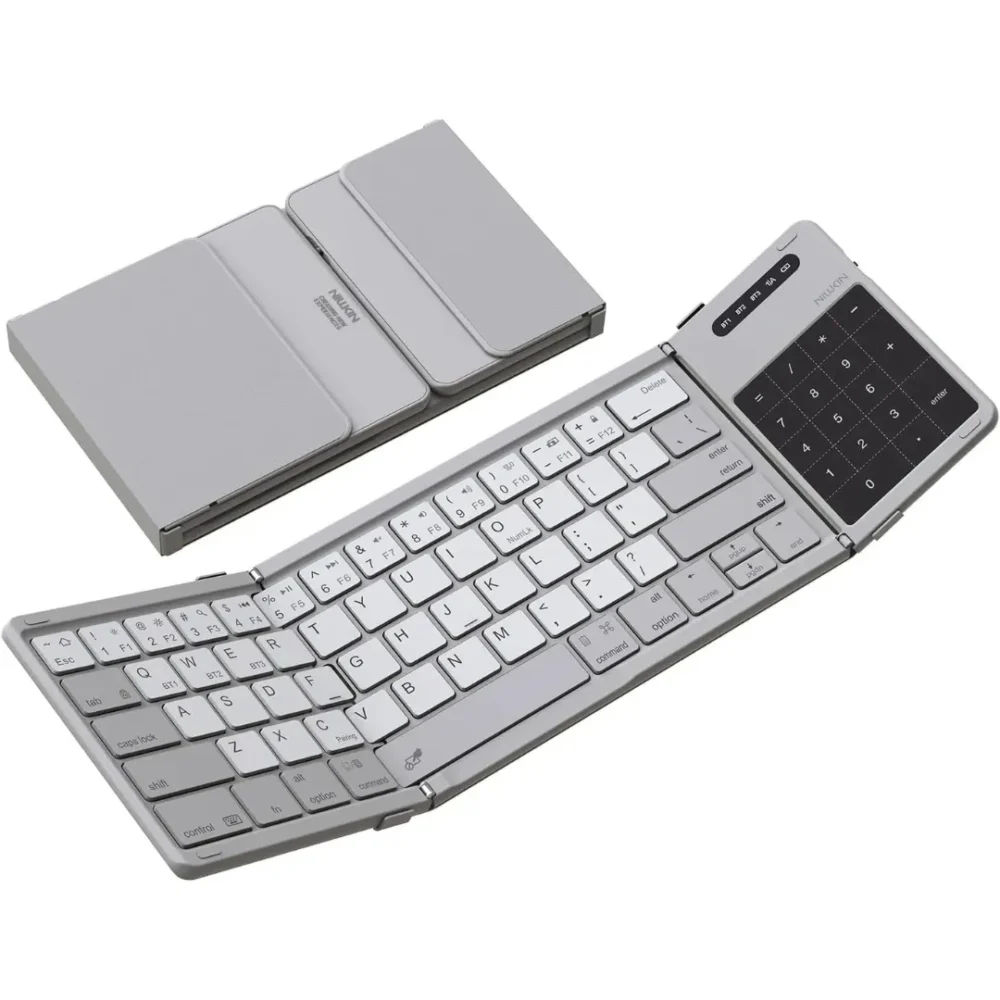 Nillkin Foldable Bluetooth Keyboard with Touchpad – Wireless Portable Travel Keyboard for iPad, Tablet, Laptop & Mobile, Rechargeable Compact Office Keyboard