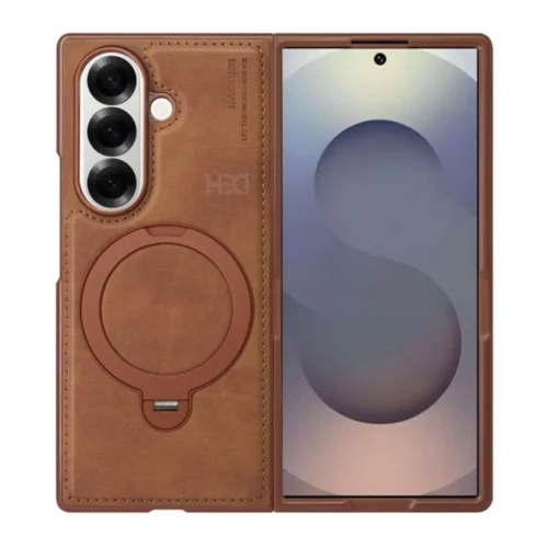 Samsung Galaxy Z Fold 7 Magsafe Leather Case with Rotating Metal Stand | HDD Official