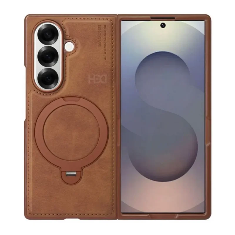 Samsung Galaxy Z Fold 7 Magsafe Leather Case with Rotating Metal Stand | HDD Official