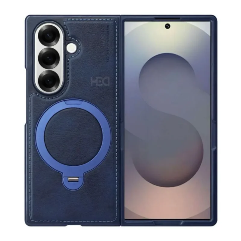 Samsung Galaxy Z Fold 7 Magsafe Leather Case with Rotating Metal Stand | HDD Official