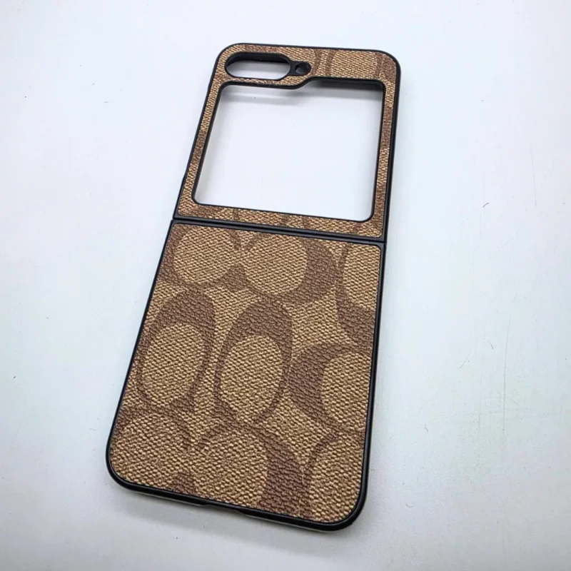 Samsung Galaxy Z Flip 6 CC Pattern PU Leather Case | Luxury Designer Brand Premium Back Cover