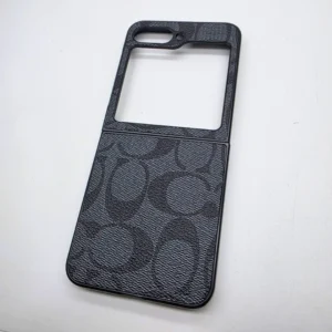 Samsung Galaxy Z Flip 6 CC Pattern PU Leather Case | Luxury Designer Brand Premium Back Cover