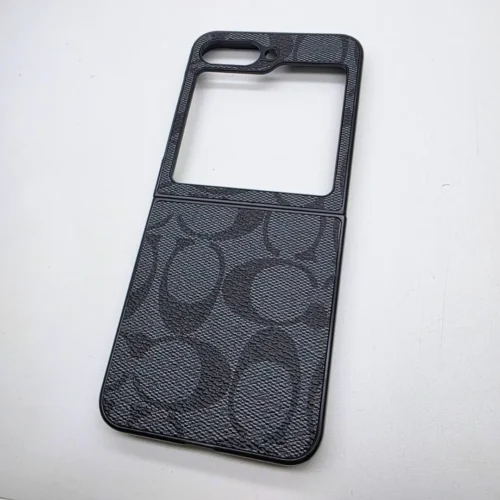Samsung Galaxy Z Flip 6 CC Pattern PU Leather Case | Luxury Designer Brand Premium Back Cover