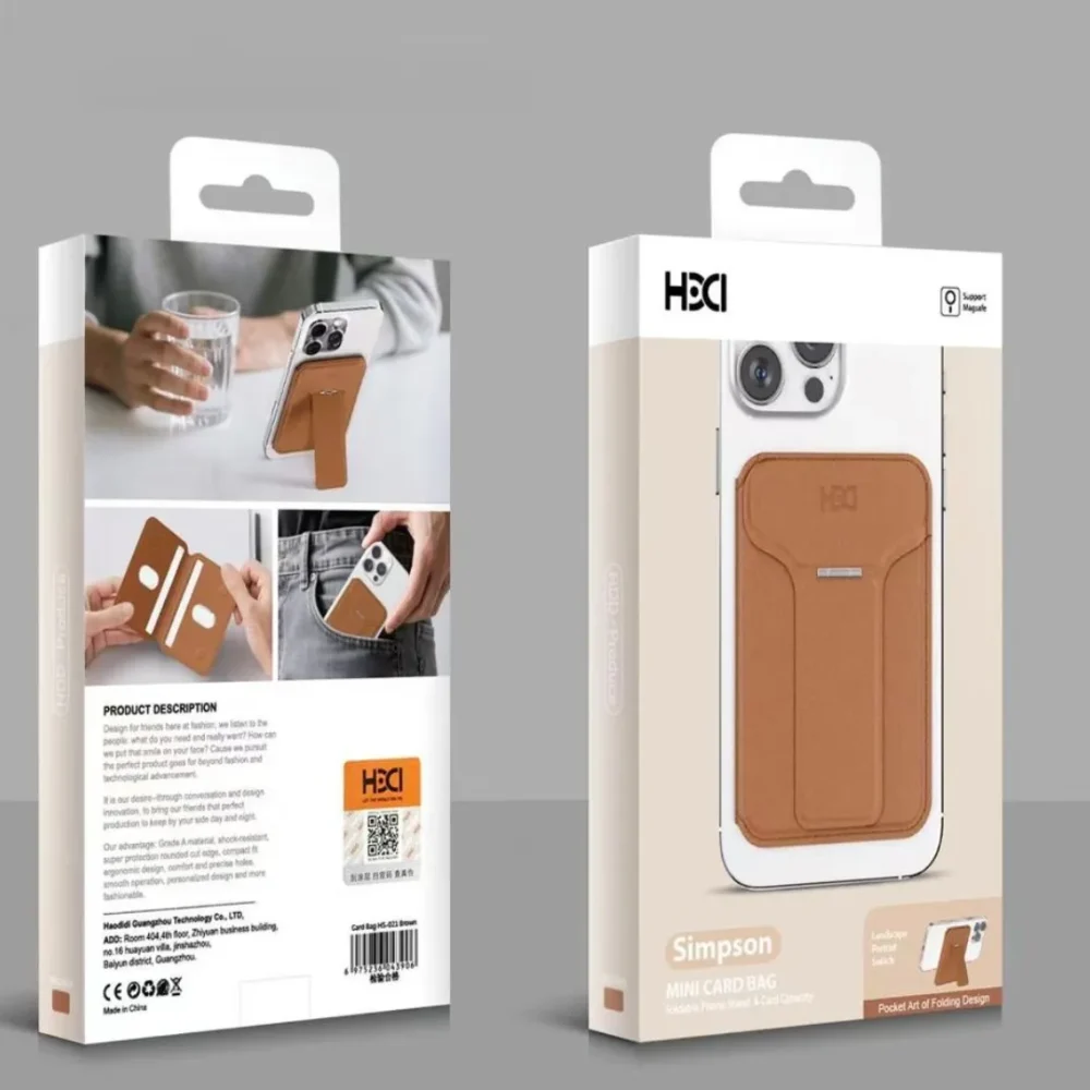 MagSafe Vegan Leather Wallet Card Holder for iPhone Magnetic Card Wallet with Foldable Kickstand Stand