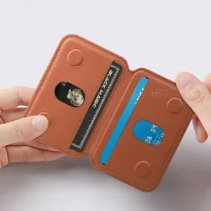 MagSafe Vegan Leather Wallet Card Holder for iPhone Magnetic Card Wallet with Foldable Kickstand Stand
