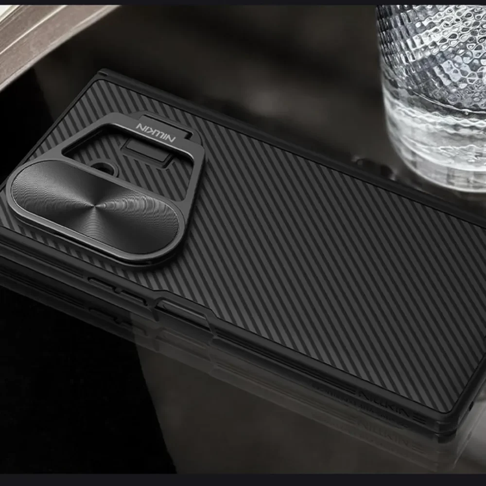 Nillkin CamShield Pro Case for Samsung Galaxy Z Fold 7 - Camera Lens Protection, Built-in Stand Holder, Flip Cover, Shockproof TPU + PC, Black