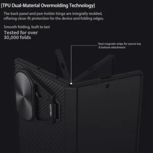 Nillkin CamShield Pro Case for Samsung Galaxy Z Fold 7 - Camera Lens Protection, Built-in Stand Holder, Flip Cover, Shockproof TPU + PC, Black