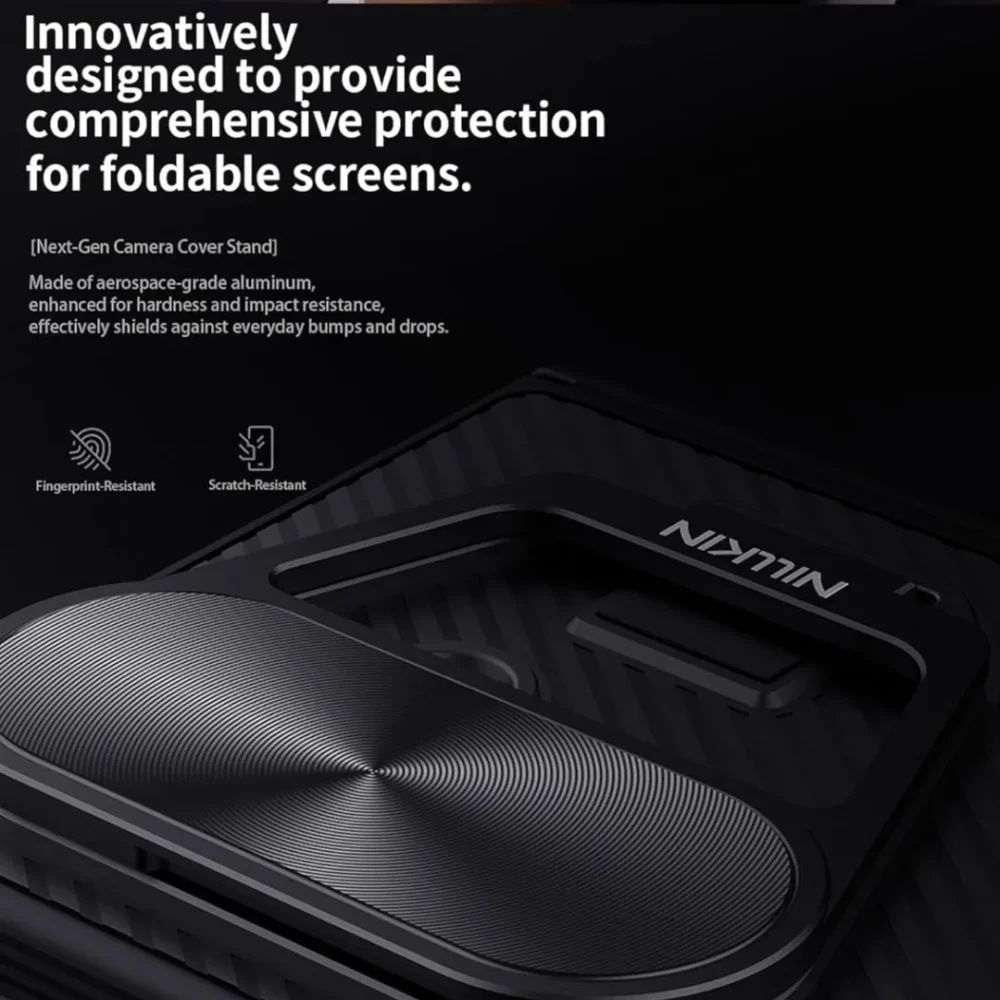 Nillkin CamShield Pro Case for Samsung Galaxy Z Fold 7 - Camera Lens Protection, Built-in Stand Holder, Flip Cover, Shockproof TPU + PC, Black