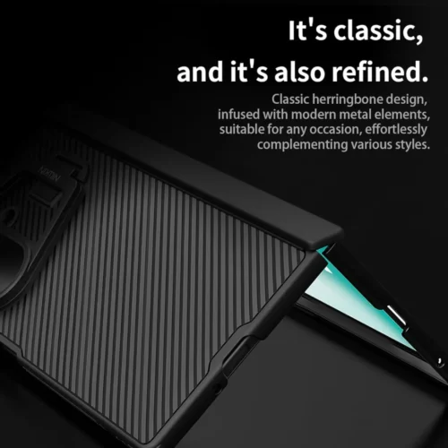 Nillkin CamShield Pro Case for Samsung Galaxy Z Fold 7 - Camera Lens Protection, Built-in Stand Holder, Flip Cover, Shockproof TPU + PC, Black