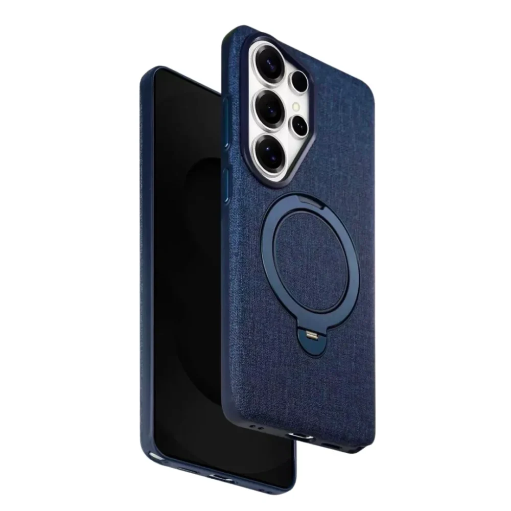 Samsung Galaxy S26 Ultra MagSafe Fabric Case Cover with 360° Rotating Ring Kickstand | Slim Shockproof Protective Back Cover