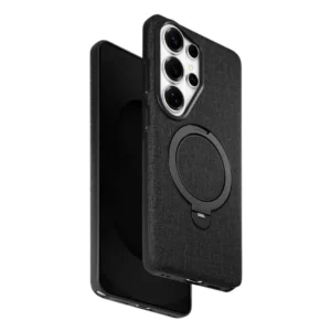 Samsung Galaxy S26 Ultra MagSafe Fabric Case Cover with 360° Rotating Ring Kickstand | Slim Shockproof Protective Back Cover