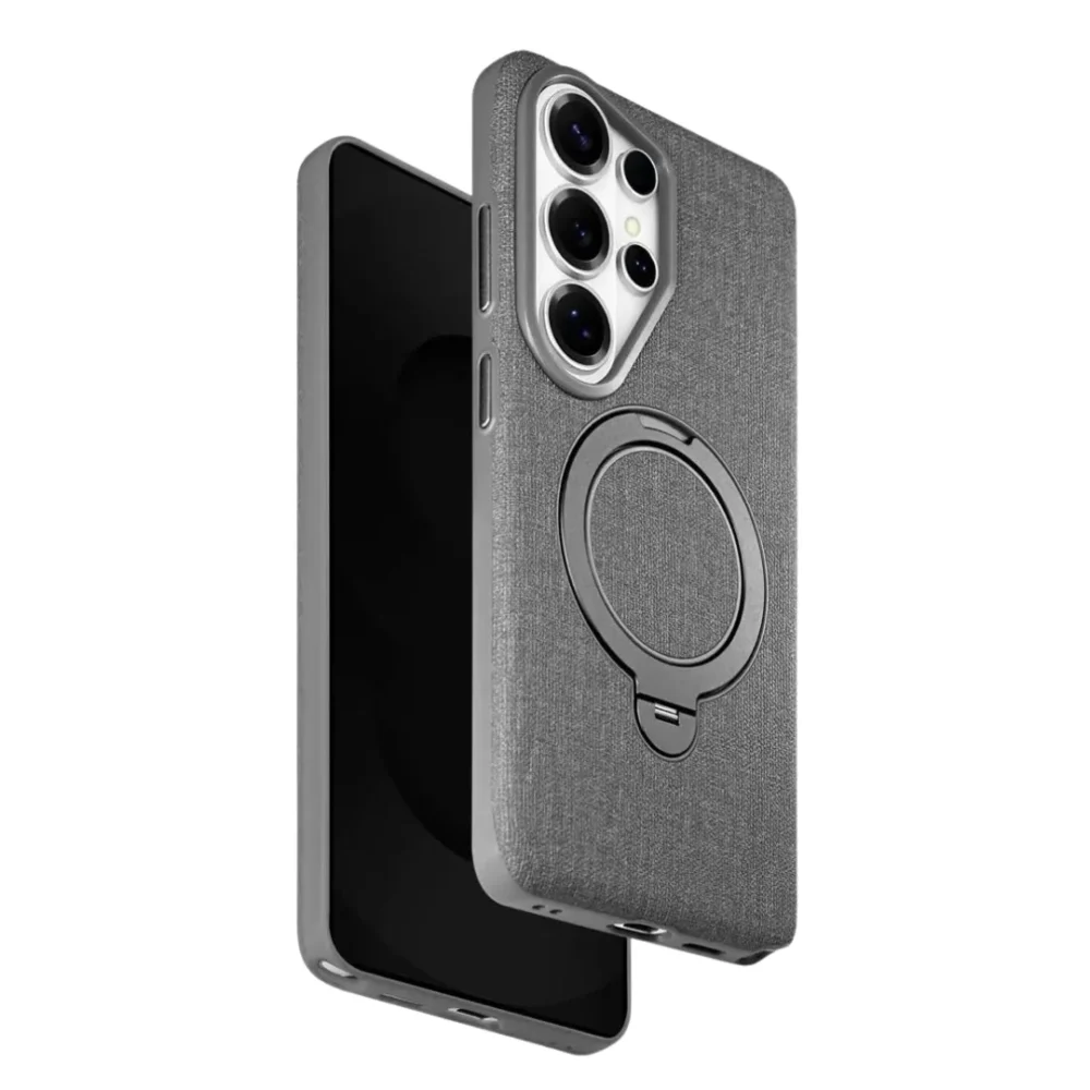 Samsung Galaxy S26 Ultra MagSafe Fabric Case Cover with 360° Rotating Ring Kickstand | Slim Shockproof Protective Back Cover