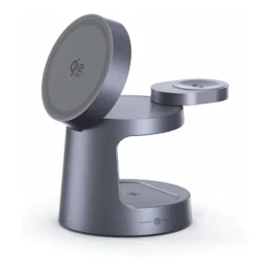XUNDD 3-in-1 Magnetic Wireless Charging Stand 25W | Qi2.2 MagSafe Fast Charger for iPhone, Apple Watch & AirPods Pro - Gunmetal Grey