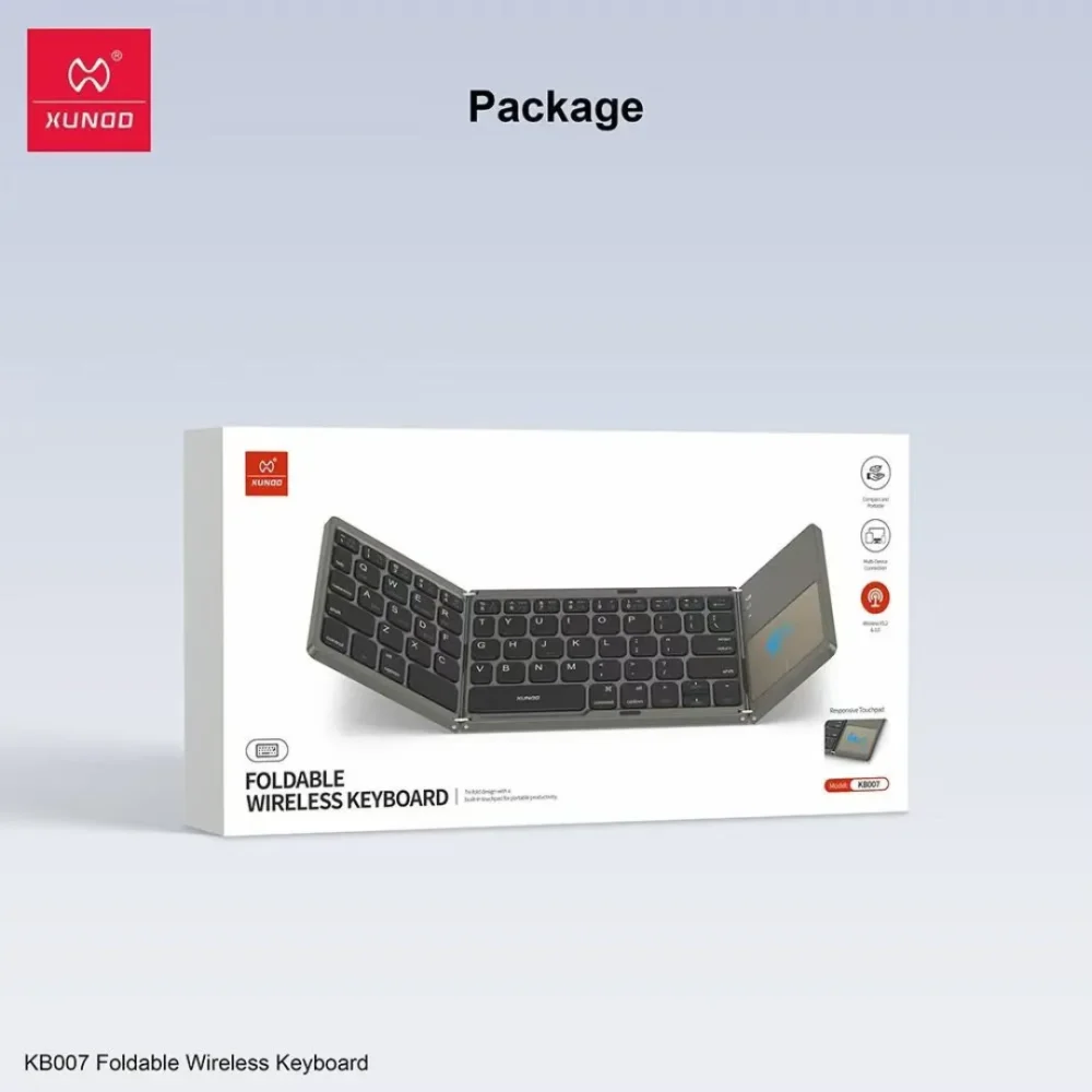 XUNDD Foldable Wireless Bluetooth Keyboard with Touchpad | Multiple Device Connection