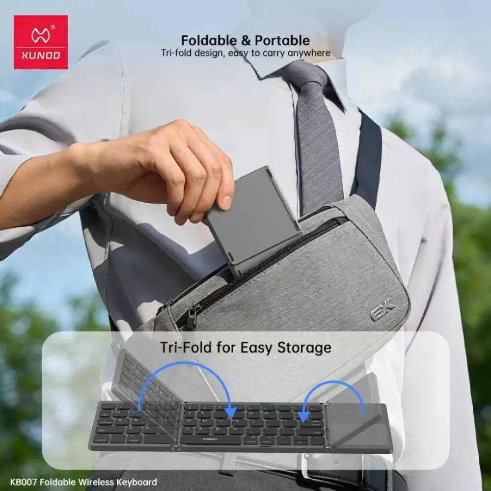 XUNDD Foldable Wireless Bluetooth Keyboard with Touchpad | Multiple Device Connection