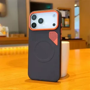 iPhone 17 Series Heat Dissipation PU Leather Magnetic Case, MagSafe Compatible Protective Cover with Cooling Vent Design