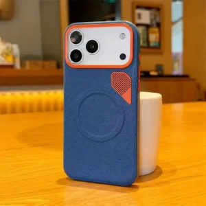 iPhone 17 Series Heat Dissipation PU Leather Magnetic Case, MagSafe Compatible Protective Cover with Cooling Vent Design