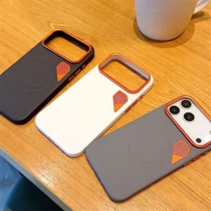 iPhone 17 Series Heat Dissipation PU Leather Magnetic Case, MagSafe Compatible Protective Cover with Cooling Vent Design