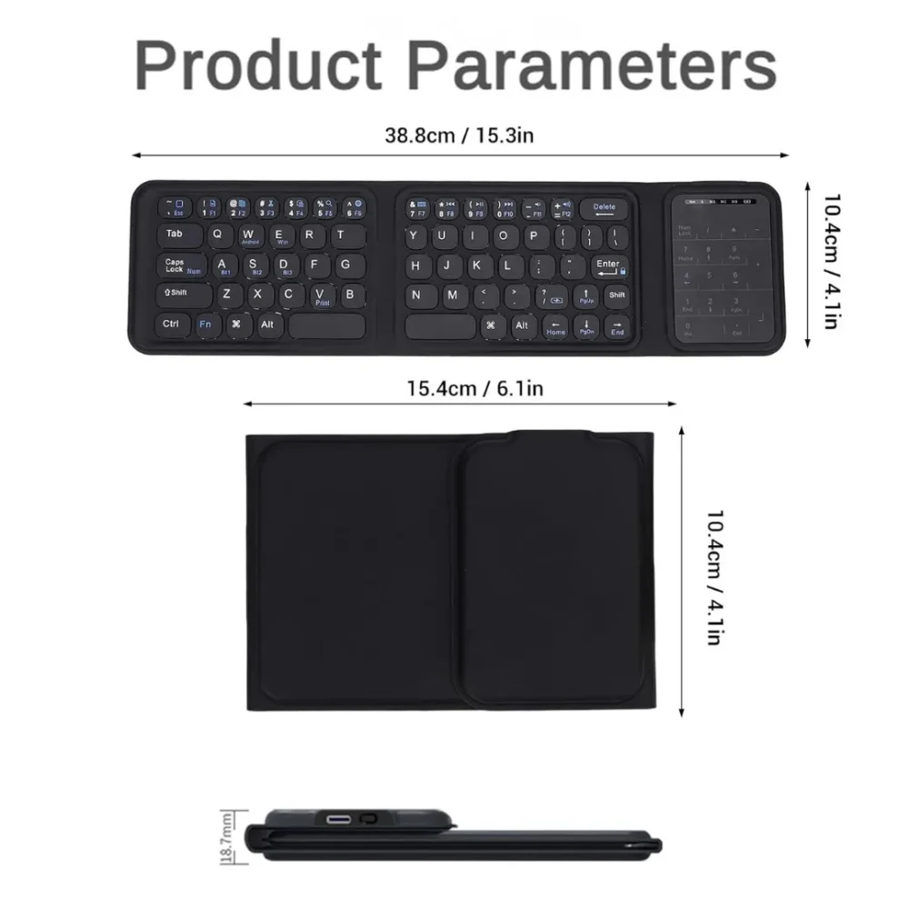 WiWU Foldable Bluetooth Keyboard with Large Trackpad | Portable Multi-Device Keyboard for iPad, Tablet, Laptop & Phone