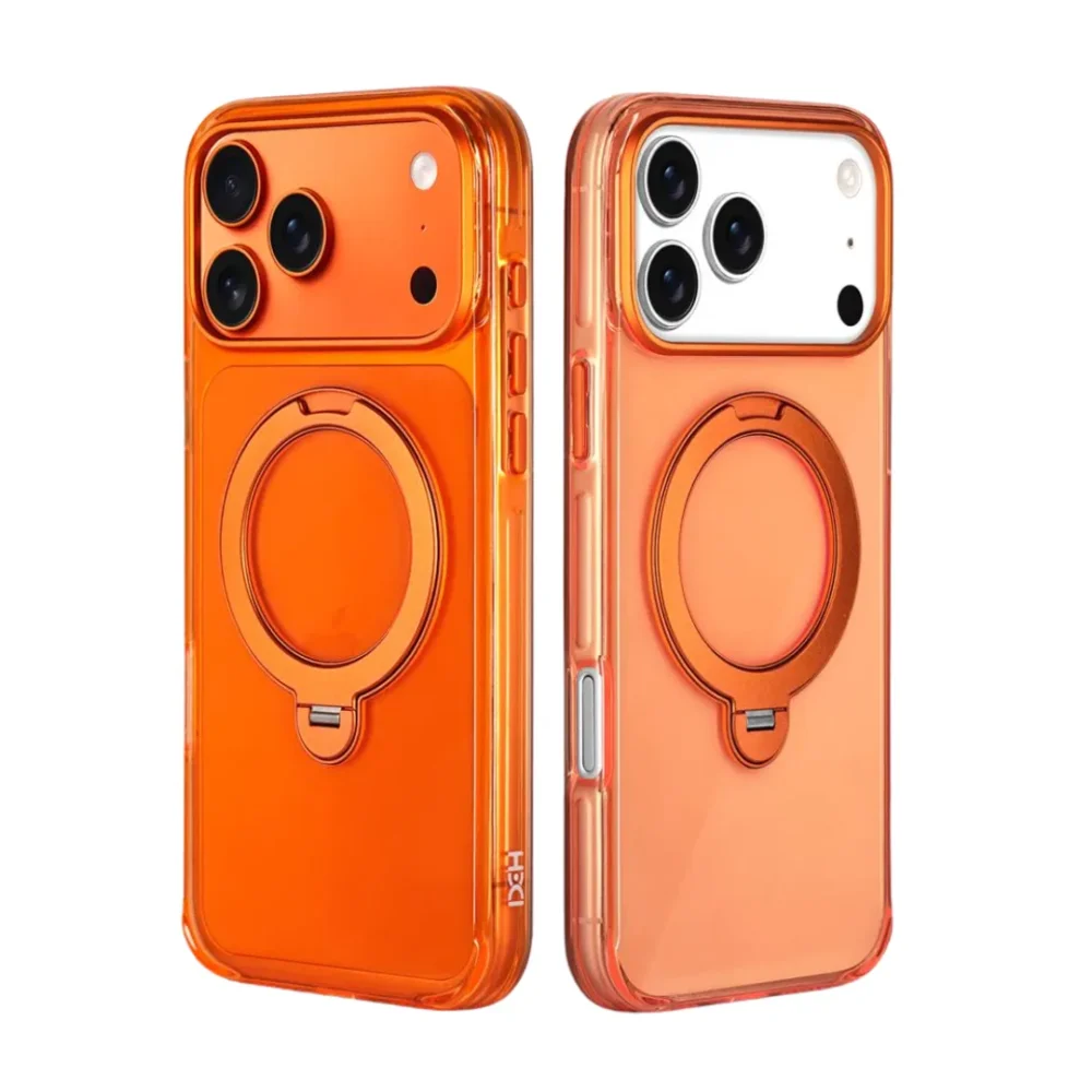 iPhone 17 Pro Max MagSafe Case Cover with 360° Rotating Ring Kickstand | Transparent Shockproof Protective Back Cover
