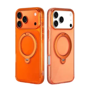 iPhone 17 Pro Max MagSafe Case Cover with 360° Rotating Ring Kickstand | Transparent Shockproof Protective Back Cover