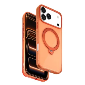 iPhone 17 Pro Max MagSafe Case Cover with 360° Rotating Ring Kickstand | Transparent Shockproof Protective Back Cover