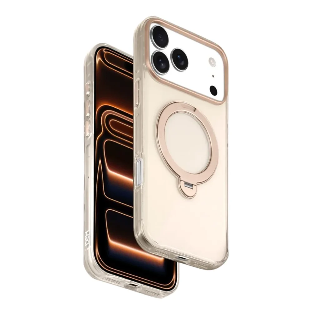 iPhone 17 Pro Max MagSafe Case Cover with 360° Rotating Ring Kickstand | Transparent Shockproof Protective Back Cover