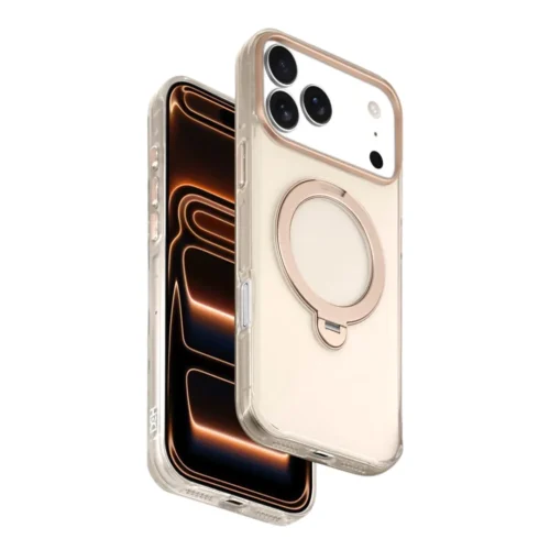 iPhone 17 Pro Max MagSafe Case Cover with 360° Rotating Ring Kickstand | Transparent Shockproof Protective Back Cover