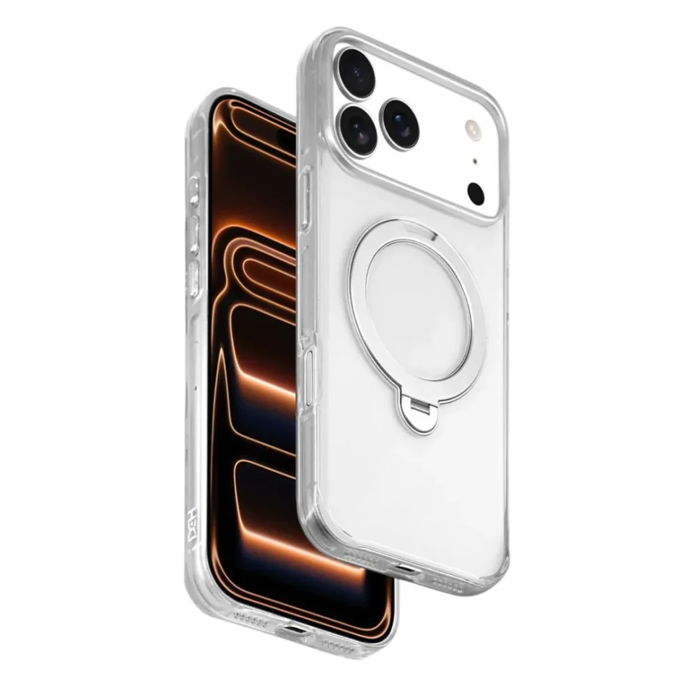 iPhone 17 Pro Max MagSafe Case Cover with 360° Rotating Ring Kickstand | Transparent Shockproof Protective Back Cover