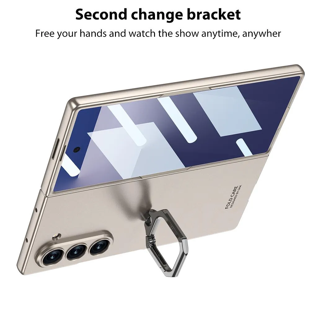 Samsung Galaxy Z Fold 6 Case with 360° Rotating Ring Holder & Kickstand, Slim Scratch-Resistant Protective Cover with Built-in Screen Protector