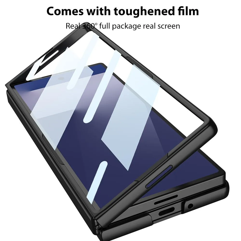 Samsung Galaxy Z Fold 6 Case with 360° Rotating Ring Holder & Kickstand, Slim Scratch-Resistant Protective Cover with Built-in Screen Protector