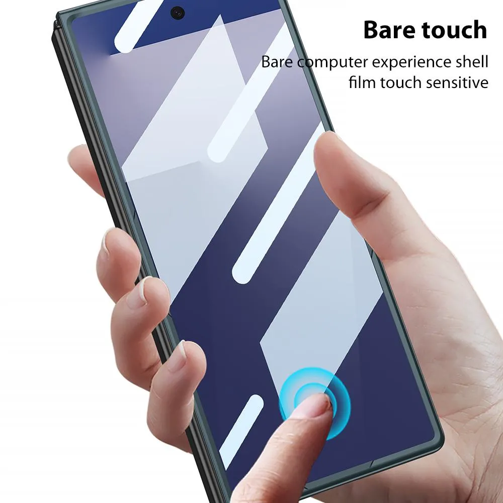 Samsung Galaxy Z Fold 6 Case with 360° Rotating Ring Holder & Kickstand, Slim Scratch-Resistant Protective Cover with Built-in Screen Protector